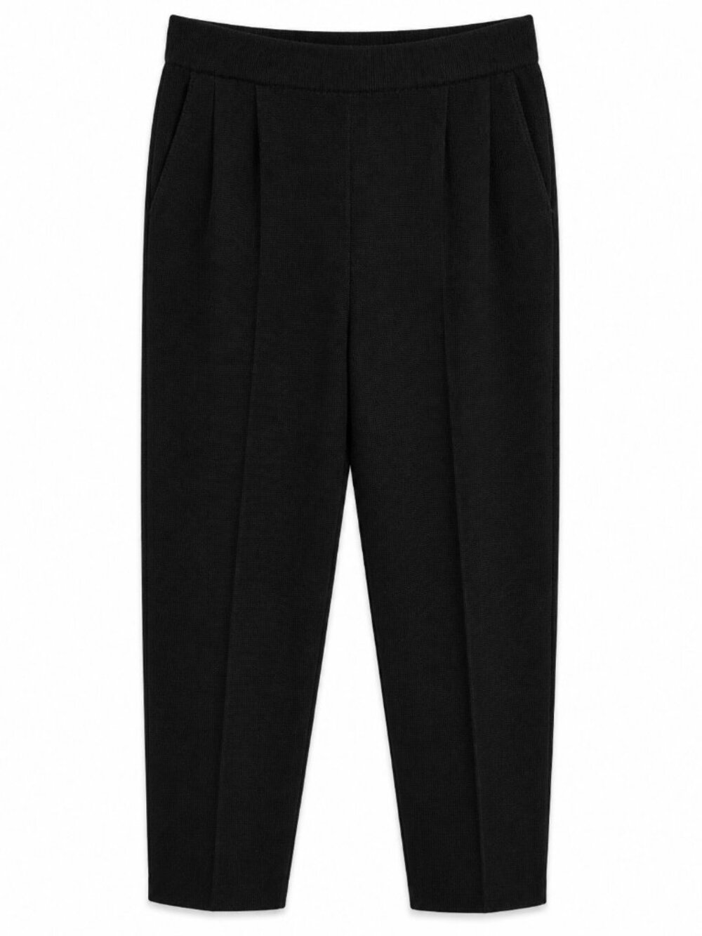 St. John Black Knit Tapered Pants With Pockets Women's Size Medium